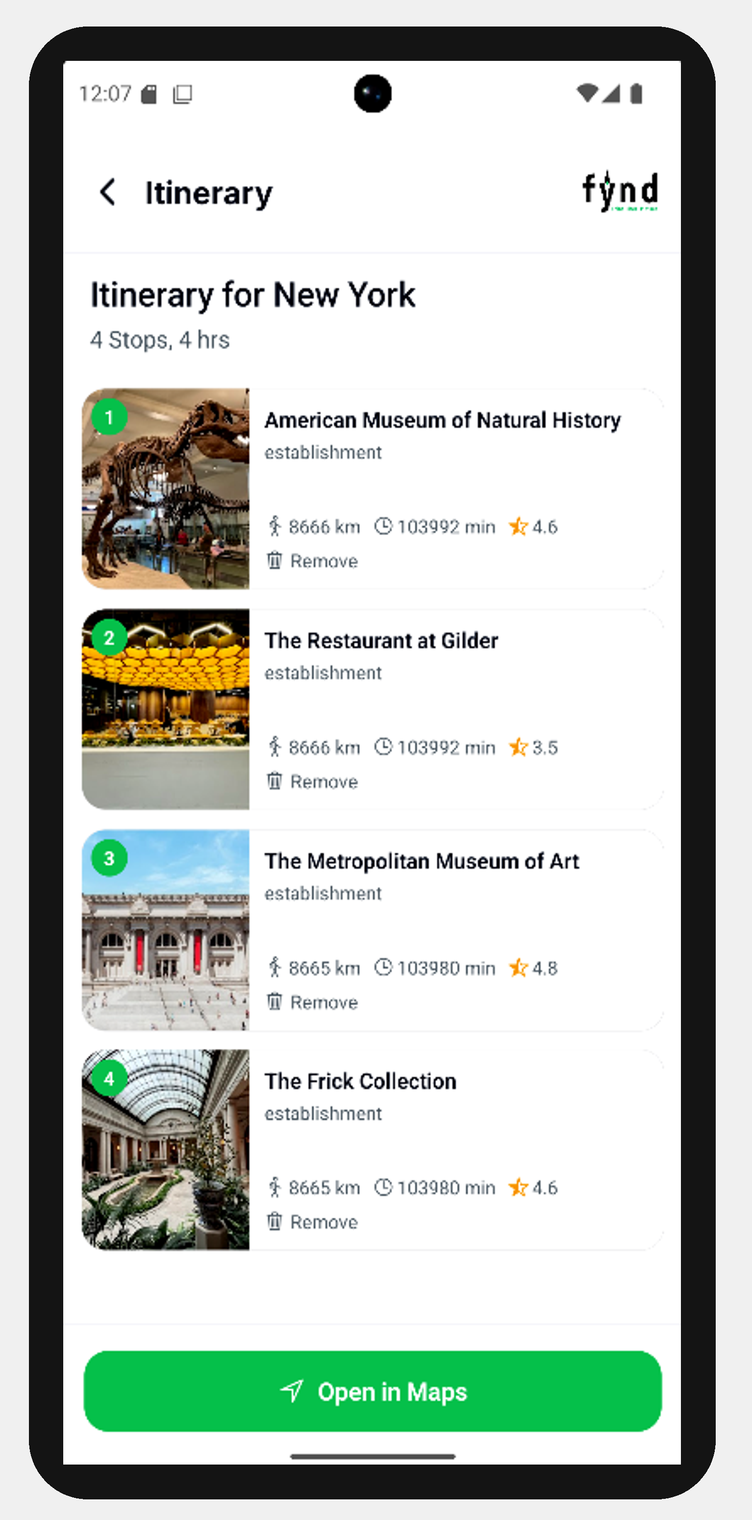 Fynd — Suggested places list for New York